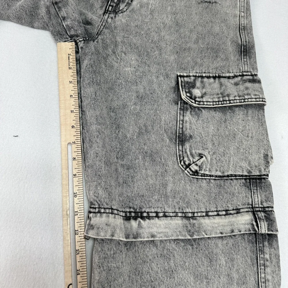 Empyre Jeans Mens 34x30 Gray Relaxed Wide Leg Cargo Acid Wash Denim Streetwear